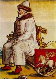 Illustration 17: Grand Prince Vasilij III Ivanovich. From a German engraving by Hirshfogel for Herberstein's book.
