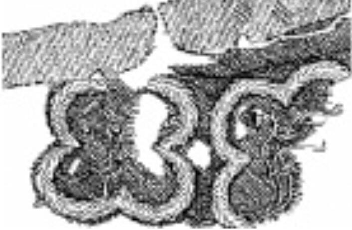 Herringbone stitch. Fragment of a collar from a burial mound near Novljanskaja village, 12th cent.