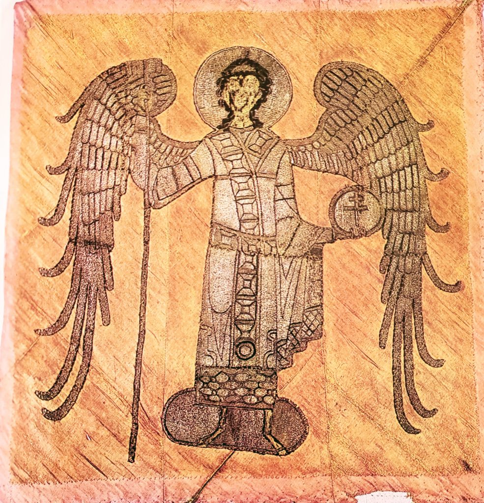 The Archangel. Gonfalon, 65 x 67.5 cm, First half of the 14th century, Moscow.
Acquired in 1925 from the State Museum Fund.
State Museums of the Moscow Kremlin (16211op).
