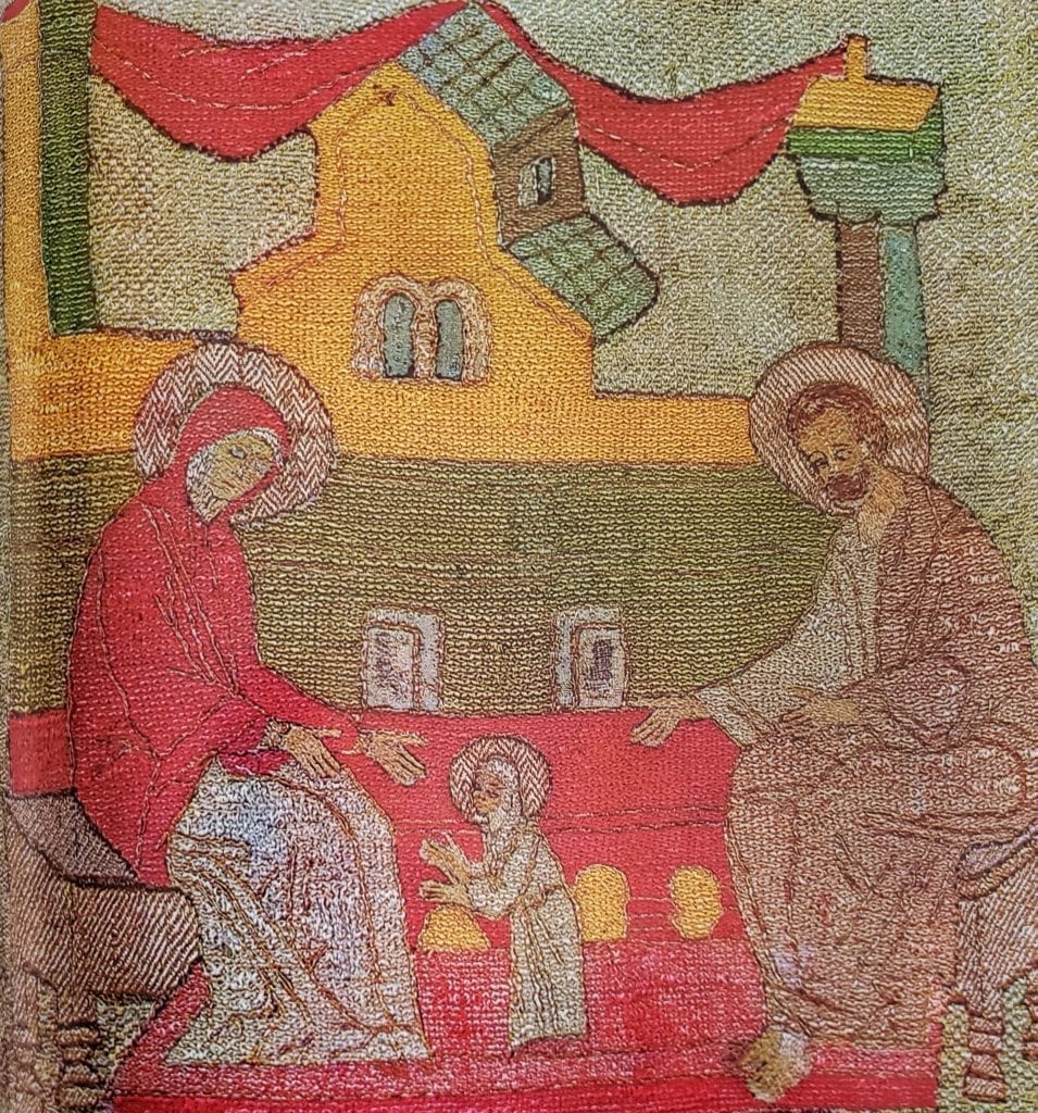 The Evangelism to Joachim in the Desert, Detail of the podea “Birth of the Mother of God,” Podea, 116 x 145 cm, 1510, Volokolamsk.
From Volokolamsk's Cathedral of the Resurrection.
State Tretyakovskaya Gallery (20930).