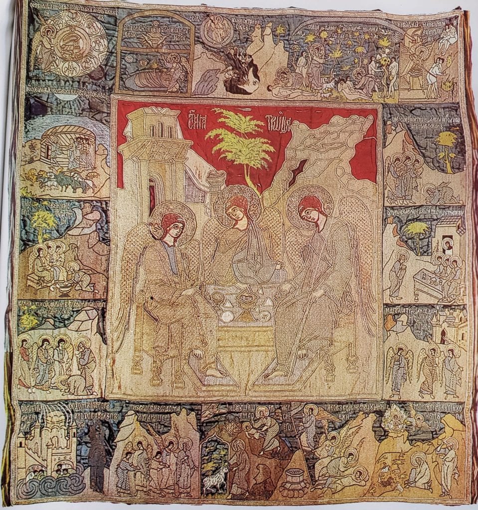 The Trinity, with Scenes from the Bible, Podea, 118 x 133.5 cm, 1593, Moscow.
From the Hypatian Monastery in Kostroma. 
State Museums of the Moscow Kremlin (19085op)