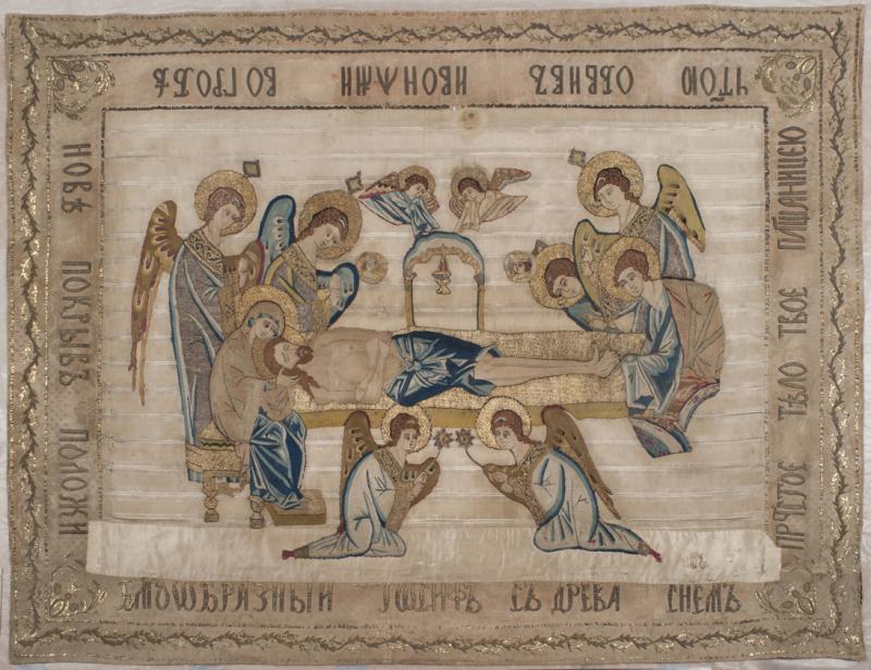 Epitaphios from Novgorod's Antoniev Monastery. Second half of the 15th century.Novgorod State Museum.