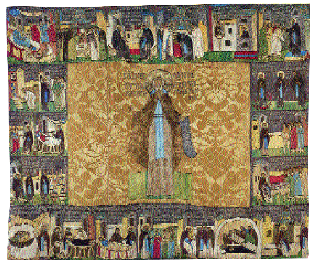 "The Venerable Cyril Belozerskij with  Scenes from his Life." First quarter, 16th cent.  From the Kirillo-Belozerskij Monastery. Embroidered podea.