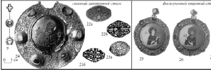 An image of several items of Russian jewelry from the 12th century