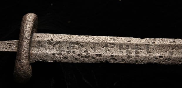 Picture of a Viking sword bearing the ULFBERHT trademark inscription.