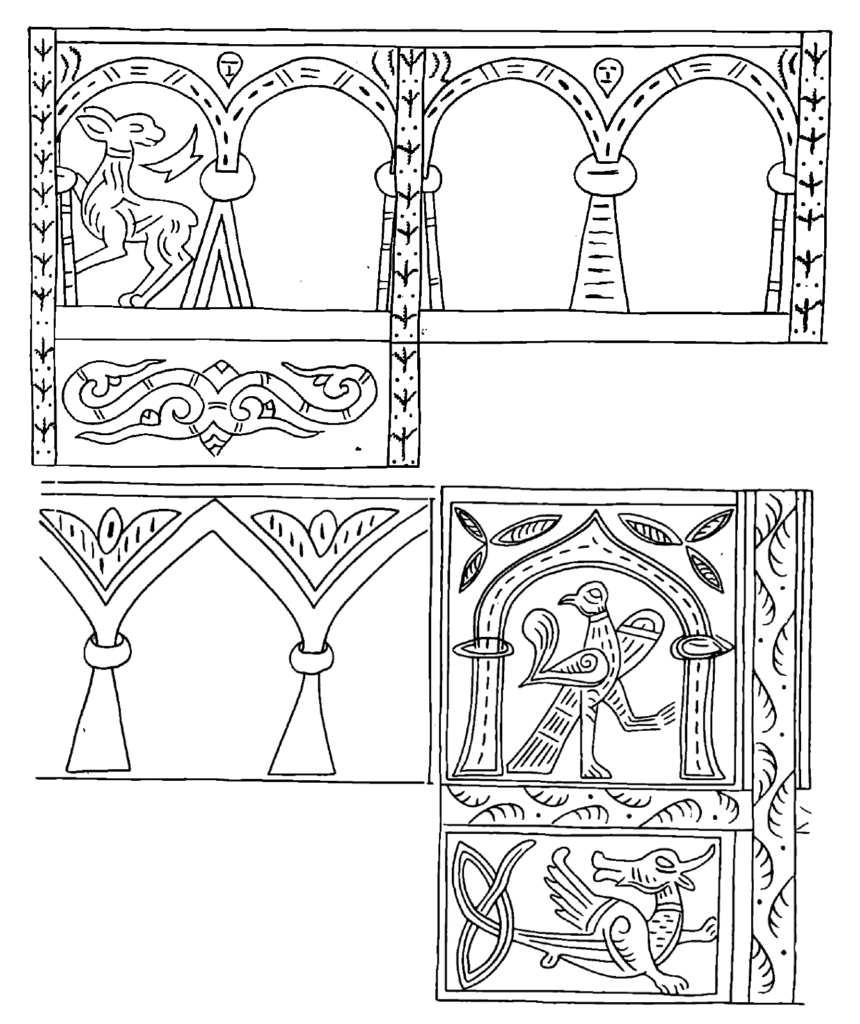 Drawings of details from various Rus' bracelets.
