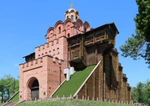 Modern reconstruction of the Golden Gate of Kiev. Photo in public domain.