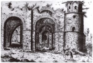 Drawing by Abraham van Westerfeld of St. Sophia's ruins, 1651.
