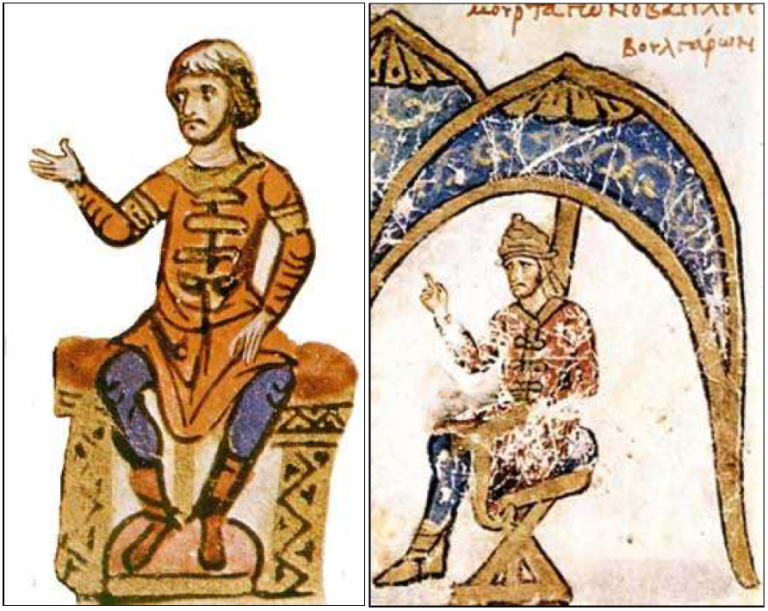 Images of kaftans from the Madrid Skylitzes.