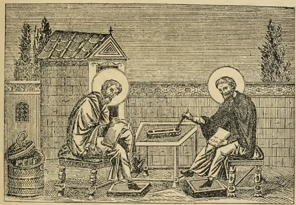 Illustration 2: Menologion of Basil II, November 28: Sts. Cosmas and John of Damascus.