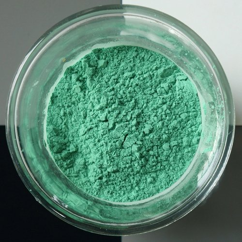 Mountain green pigment, made from ground malachite.