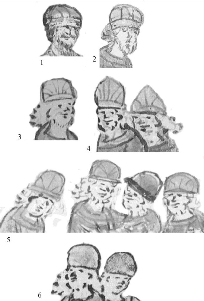 Illustration 4: Men's mitre-shaped hats in miniatures from the Radziwiłł Manuscript