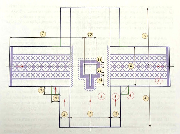 Diagram of the traditional “cut on the fold” pattern for a woman’s shirt.